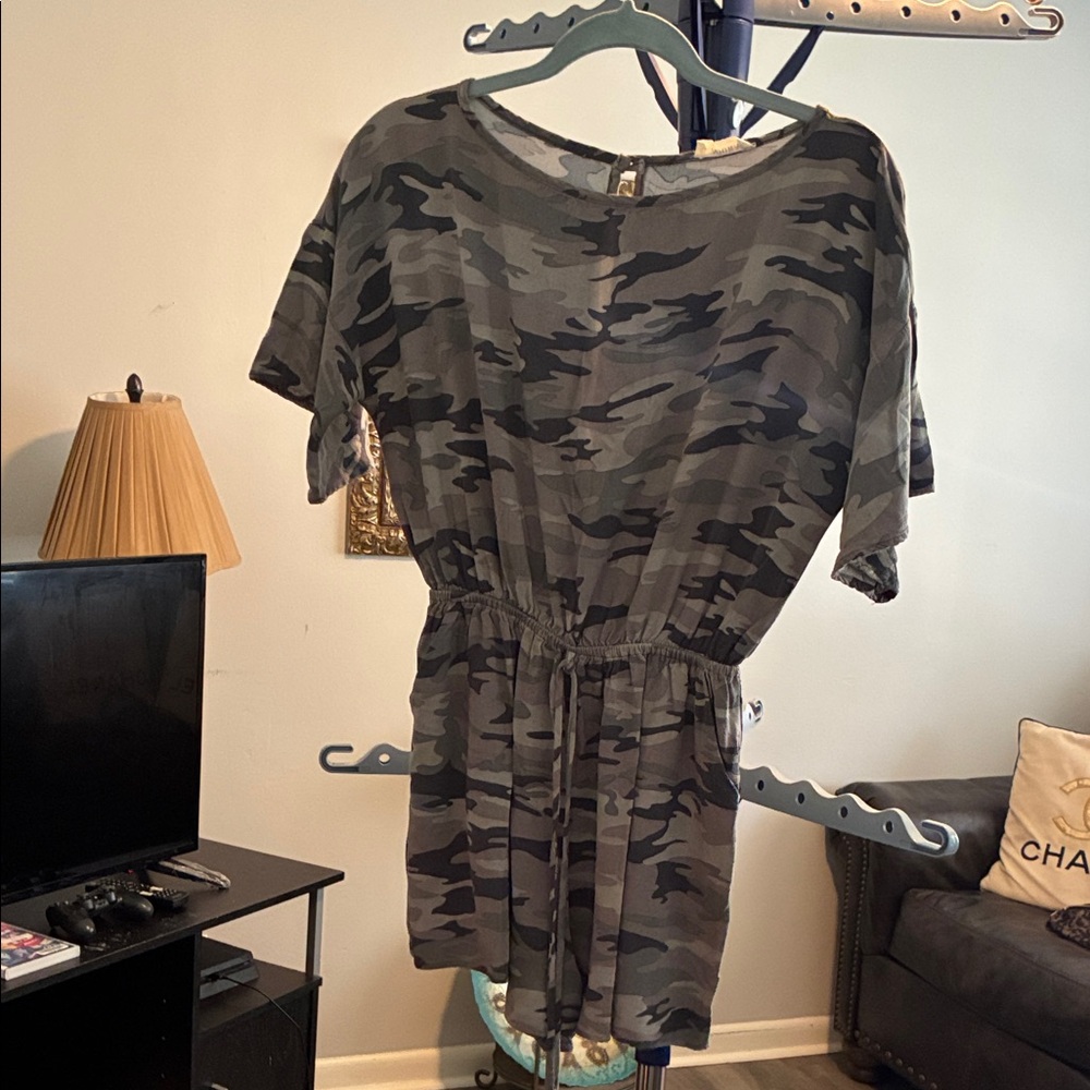 ADORA Gray Camouflage Romper